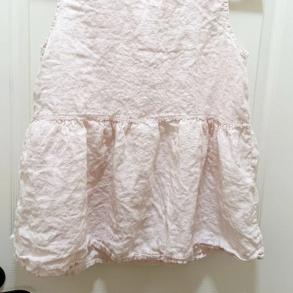 Francesca Bettini Italian Linen Top Size S Soft Pink Sleeveless Peplum Hem Boho - Picture 4 of 8